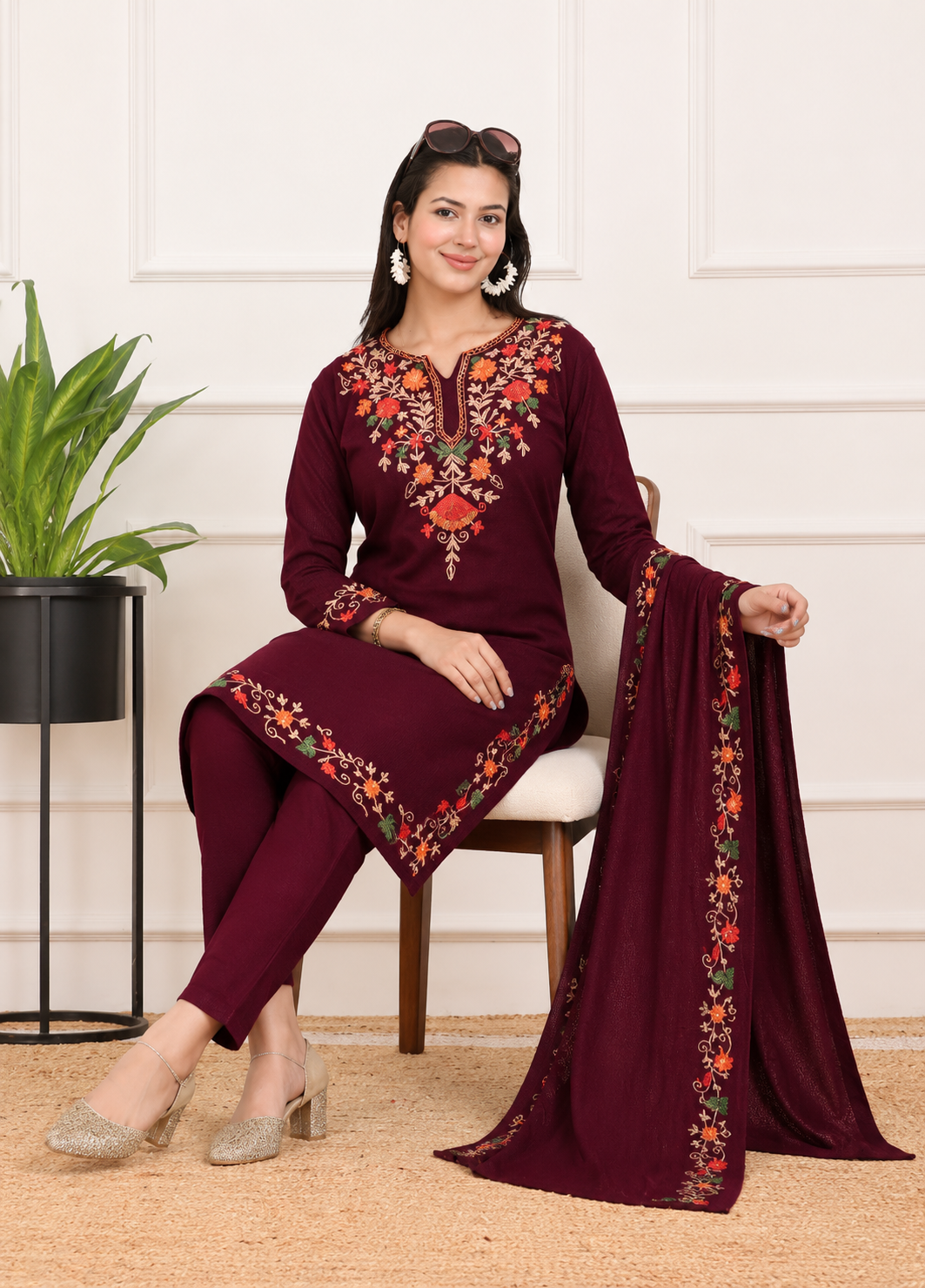 Winter Daffodil 3pc embroidery suit