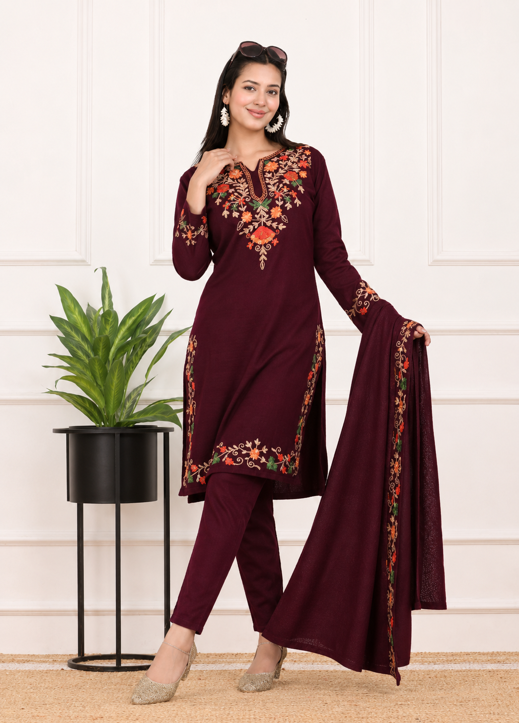 Winter Daffodil 3pc embroidery suit