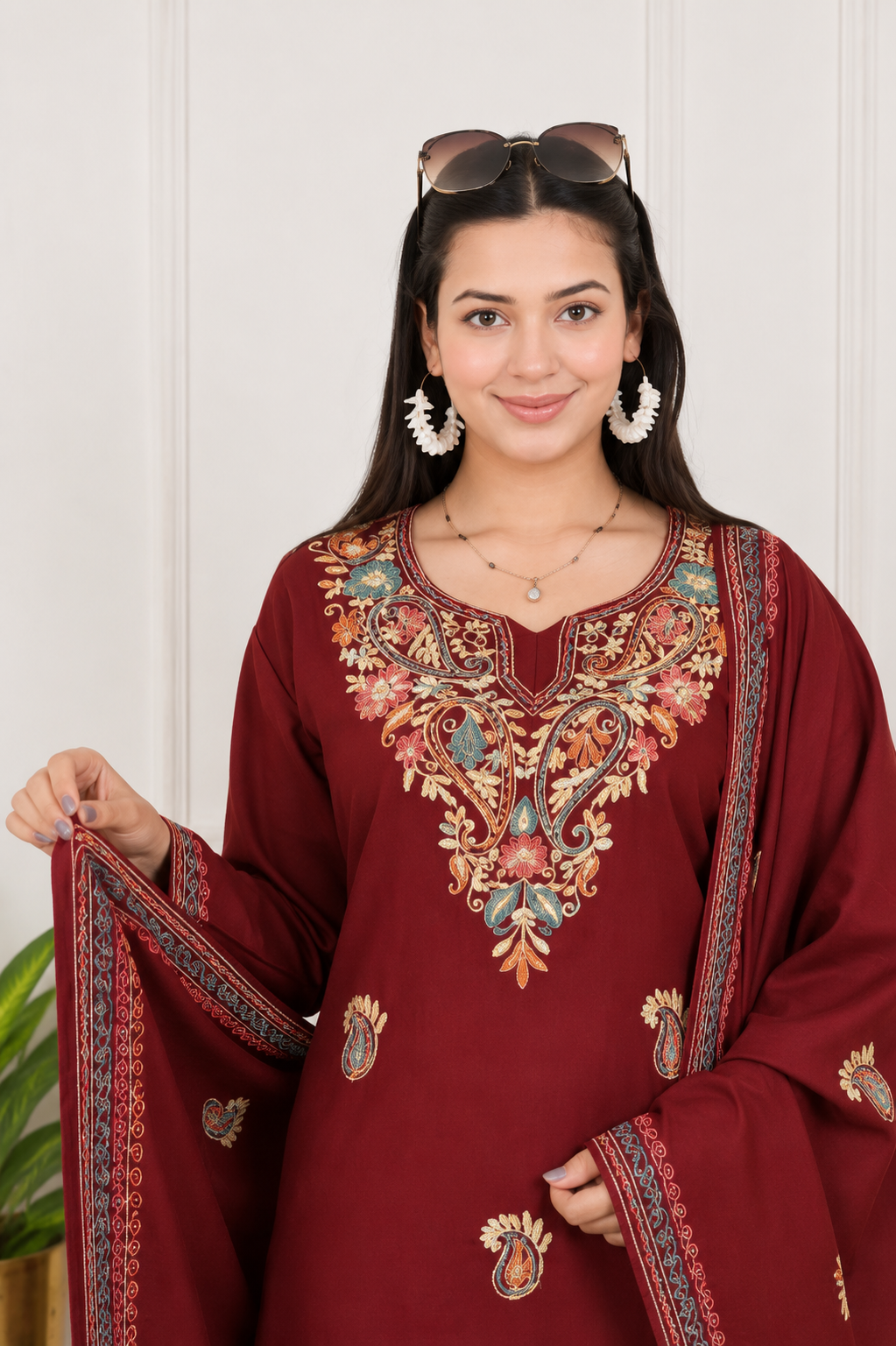 Winter Daffodil 3pc embroidery Suit