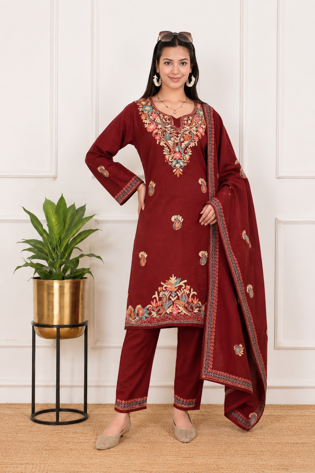 Winter Daffodil 3pc embroidery Suit