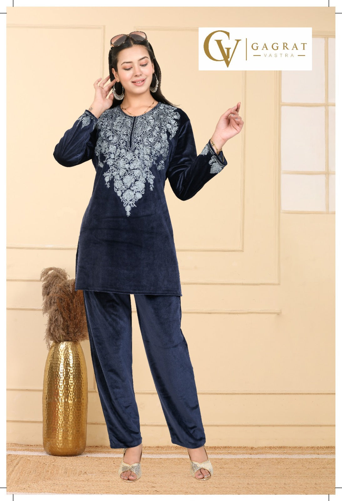 Velvet Embroidery Cordset