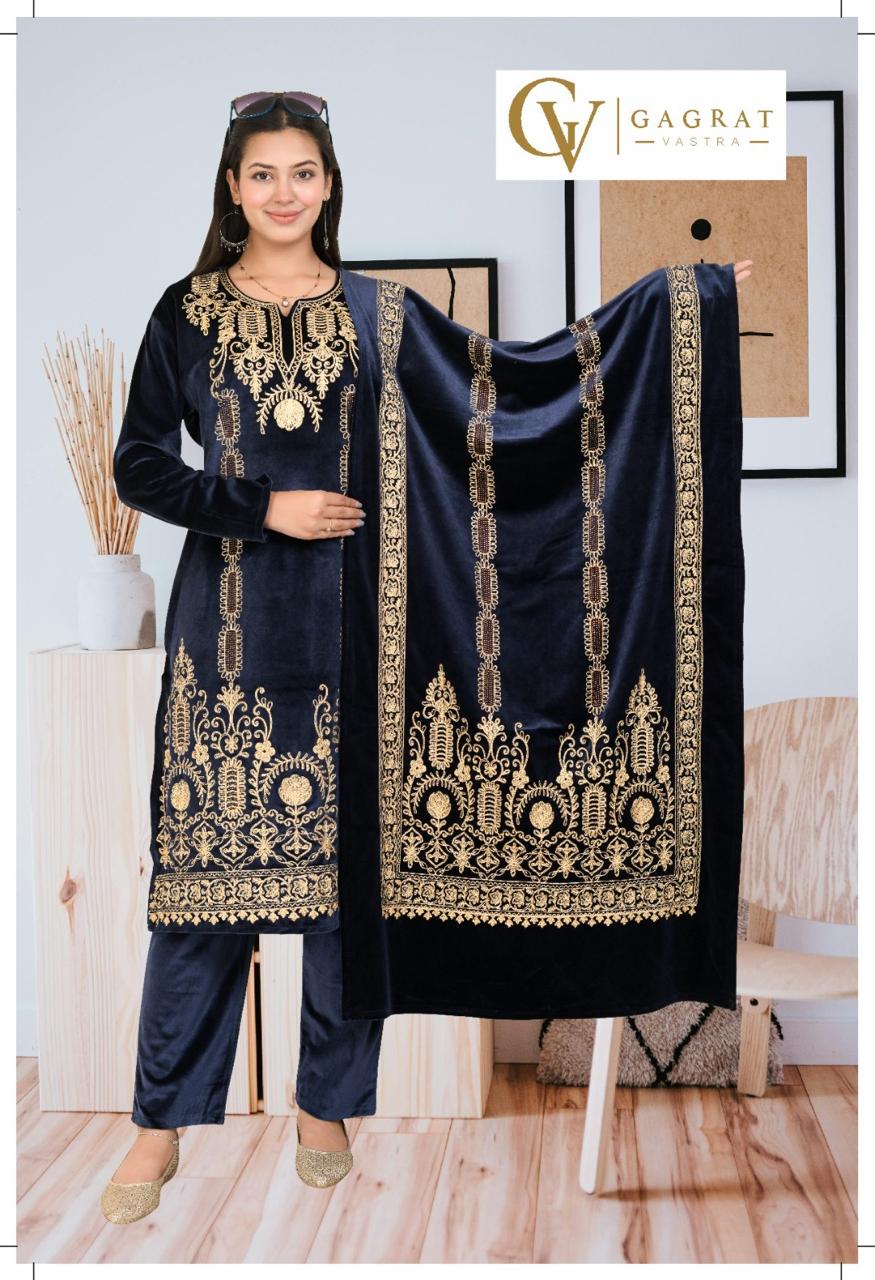 Velvet Embroidery 3Pc Suit